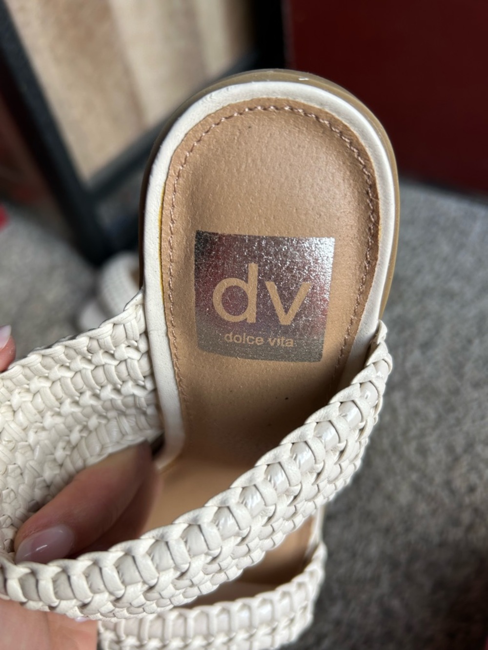 Dolce Vita Braided Two-Band Block Heel Mules - Cream - Picture 3 of 4